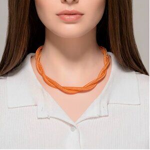 Gold Mesh Statement Necklace Austrian Crystal Adjustable 20–22